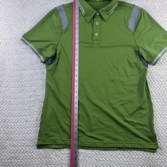 Lululemon Mens Polo Pullover Green Shirt Size Medium Activewear Golf - Picture 9 of 11